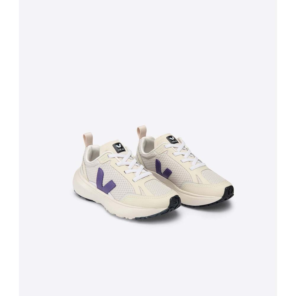 παπουτσια για τρεξιμο παιδικα Veja CANARY ELASTIC LACE Beige/Purple | GR 709YXF